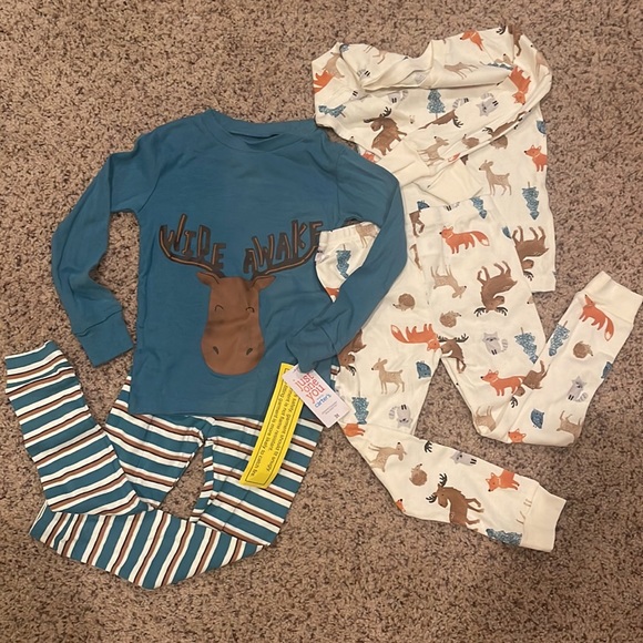 NWT Carters 4 Piece Set - Wildlife Forest Friends - 2 Tops & 2 pants =1 price - Picture 2 of 8